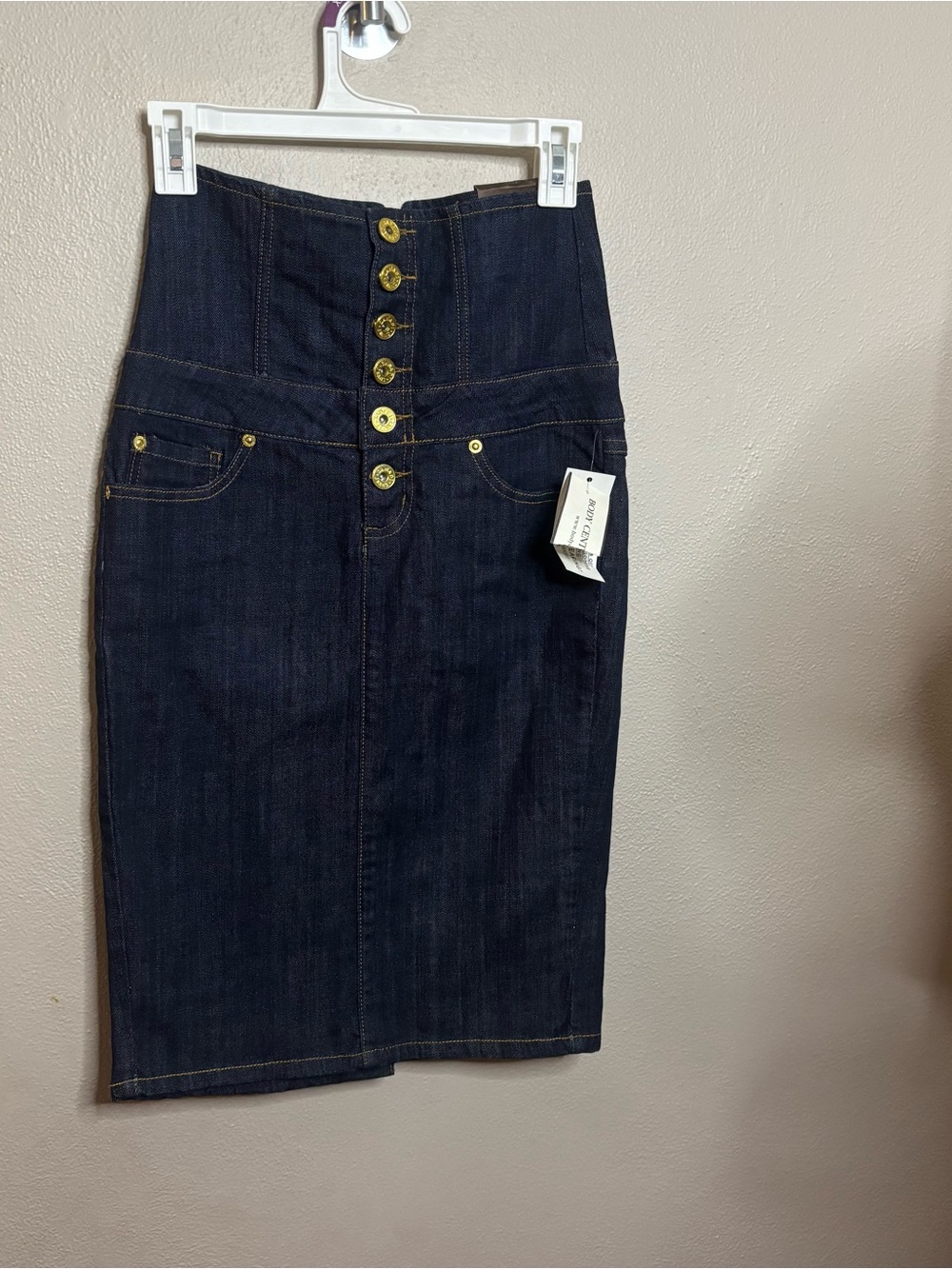 Y2K 07 RARE Body Central Zana Di Jeans Dark Wash Corset Waist Denim Skirt NWT 7